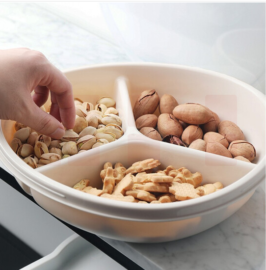 分格带盖干果盘三格带盖