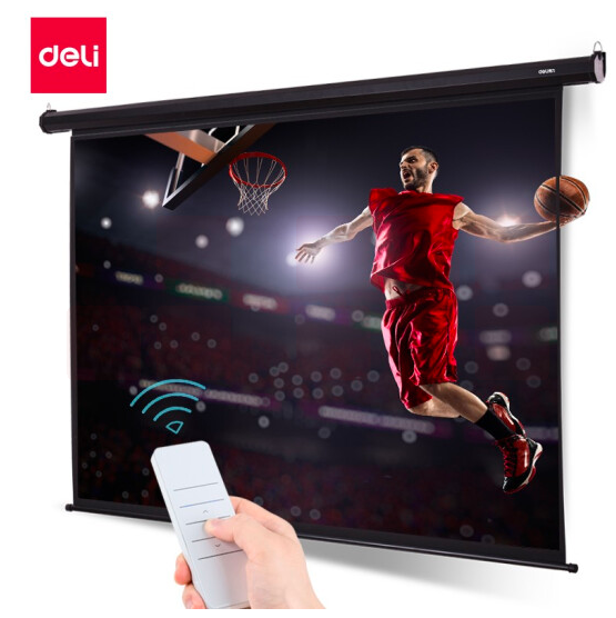得力(deli) 50442 100英寸 16:10(兼容16:9)遥控电动投影幕布投影布(配有遥控器)