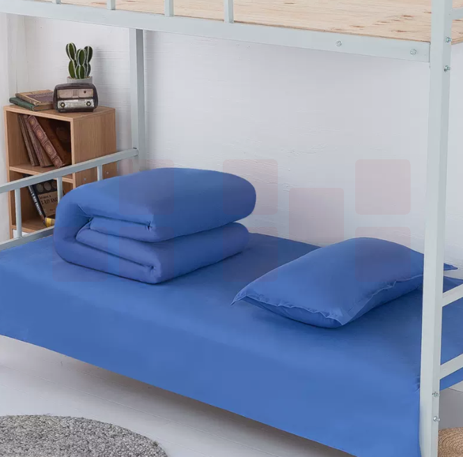学生宿舍床上用品 蓝色 被套三件套 被套+床单+枕套