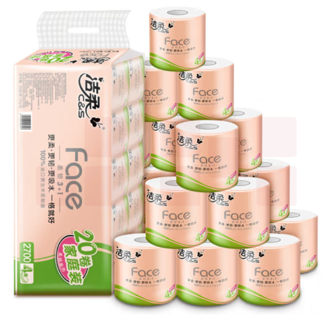洁柔卷纸 粉Face 4层135g*20卷  卫生纸