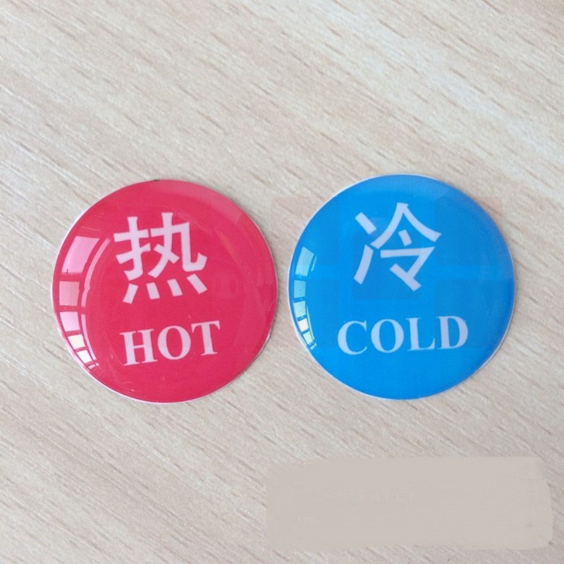 浴室冷热水标识贴 水龙头冷热标志 卫浴冷热帖 冷热水指示牌 直径3.5cm 6对装
