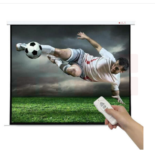 红叶（HONGYE）电动投影幕布120寸4:3白塑幕玻珠幕白玻纤高清幕布  2.44*1.85