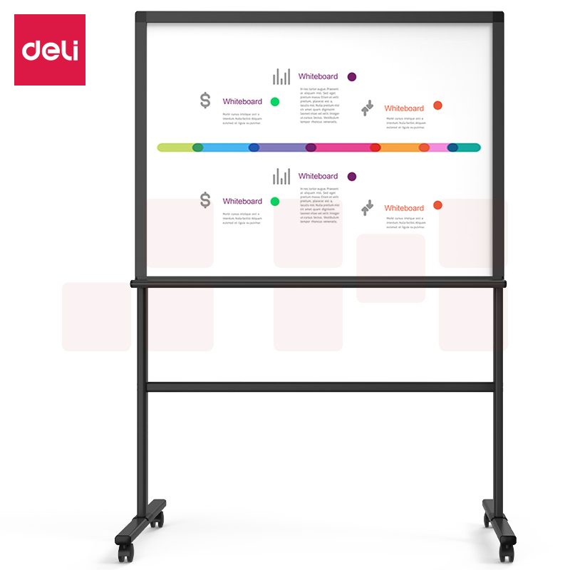 得力（deli）8738H型磁性钢化玻璃带架子办公白板/写字板900*1200mm