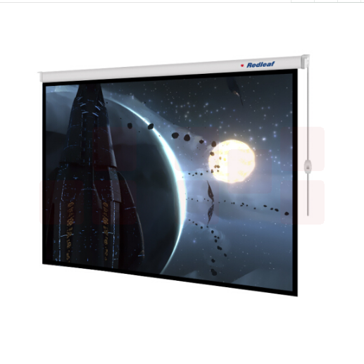 红叶（HONGYE）电动投影仪幕布84寸4:3白塑幕玻珠幕白玻纤高清幕布   1.71*1.30