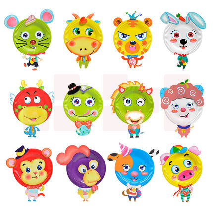 纸盘画幼儿园手工diy制作材料包手工盘子纸杯贴纸画（8寸，9寸，10寸请备注）