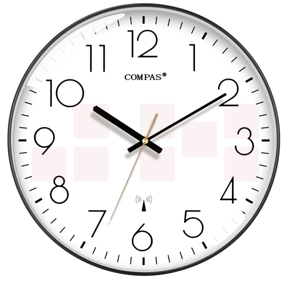 康巴丝 C6219B 挂钟 自动对时电波钟 钢琴黑 35*35cm