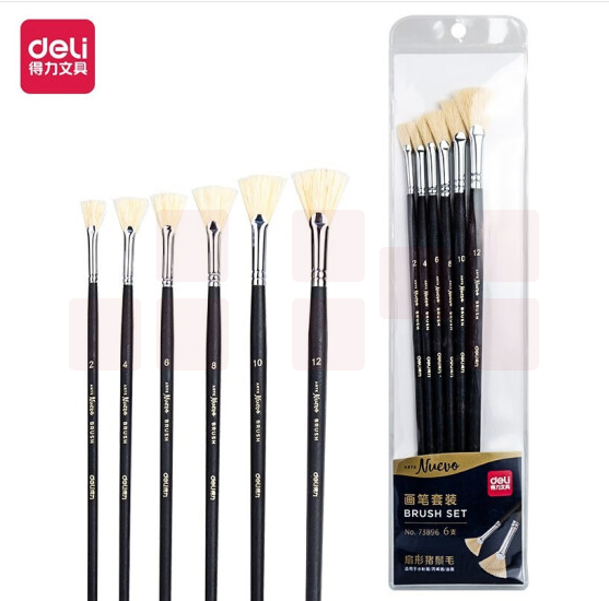 得力（deli） 水粉笔油画笔丙烯水彩画笔套装 6支/包  GD