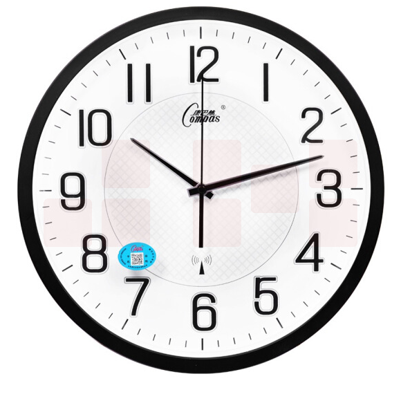 康巴丝 C6891 挂钟 13.6英寸 智能自动对时电波钟表 磨砂黑