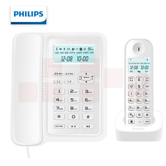 飞利浦 DCTG167 数字无绳电话机 无线座机 子母机 屏幕白色背光一拖一白色