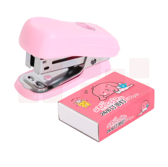 晨光12#粉色小型便携订书机 订书器组合套装(订书器+订书钉)ABS91649