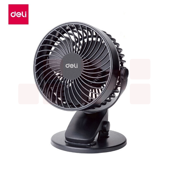 得力 3688 USB桌面风扇  台夹两用 可360度旋转 黑色[5寸]