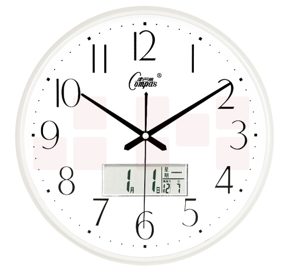 康巴丝 C3076Y 珍珠白 挂钟15英寸万年历38cm石英钟表