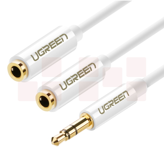 绿联 3.5mm音频线一分二母 1分2情侣耳机分线器 3.5音响延长立体声转接线手机平板笔记本转换头   20816