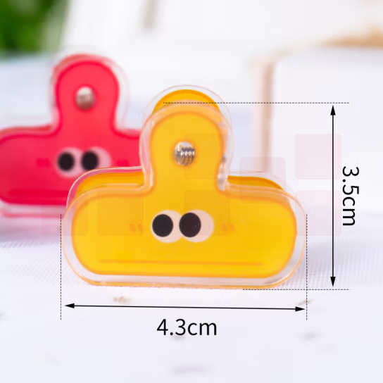 表情燕尾夹 彩色长尾票夹  大眼款亚克力书夹子 8个装