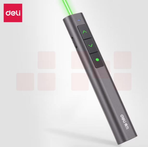 得力2809 绿色光可充电音量调节教鞭PPT幻灯片遥控翻页笔