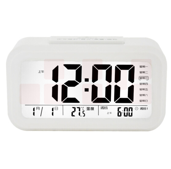 康巴丝 WD877 白色闹钟 智能电子夜光自动感光三组闹铃小闹钟