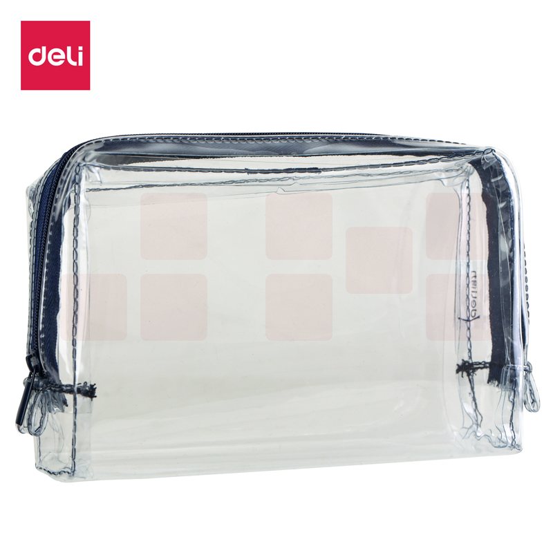 得力 透明笔袋 文具盒袋防水 铅笔盒 文具袋 66875