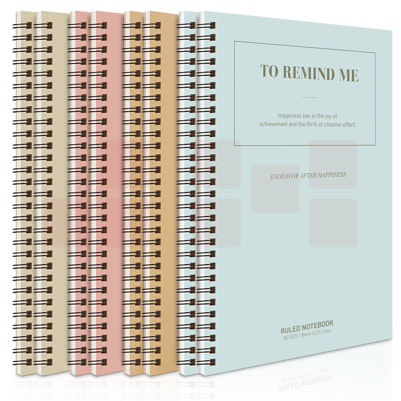 得力 A5螺旋本 60张 8本装 线圈本LA560-01螺旋本记事本(混)