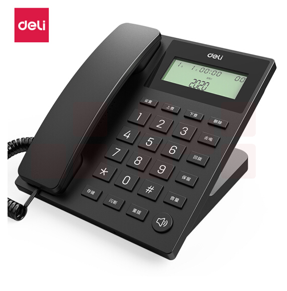 得力13560 电话机座机 固定电话 45°倾角 铃声选择 黑色
