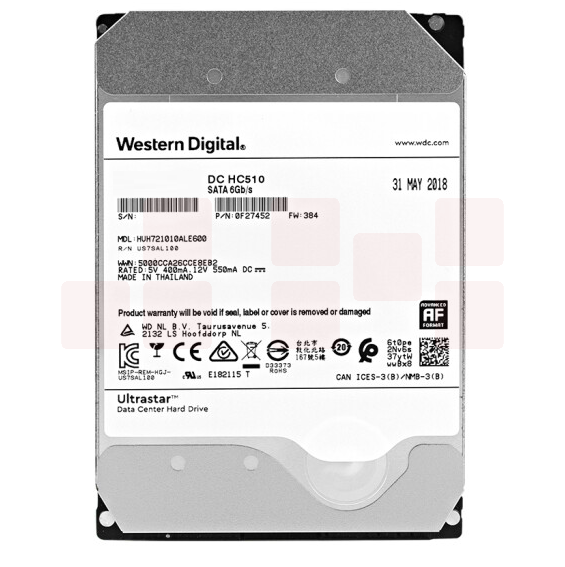 西部数据   WUH721818ALE6L4 企业级硬盘 18TB  HC550 SATA6Gb/s 7200转512M 氦气密封