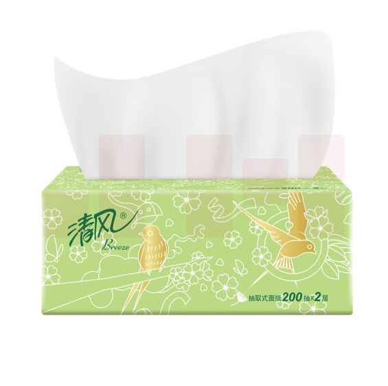清风 软抽纸面巾纸巾面巾纸  2层200抽/包 3包/提   新老包装随机发货