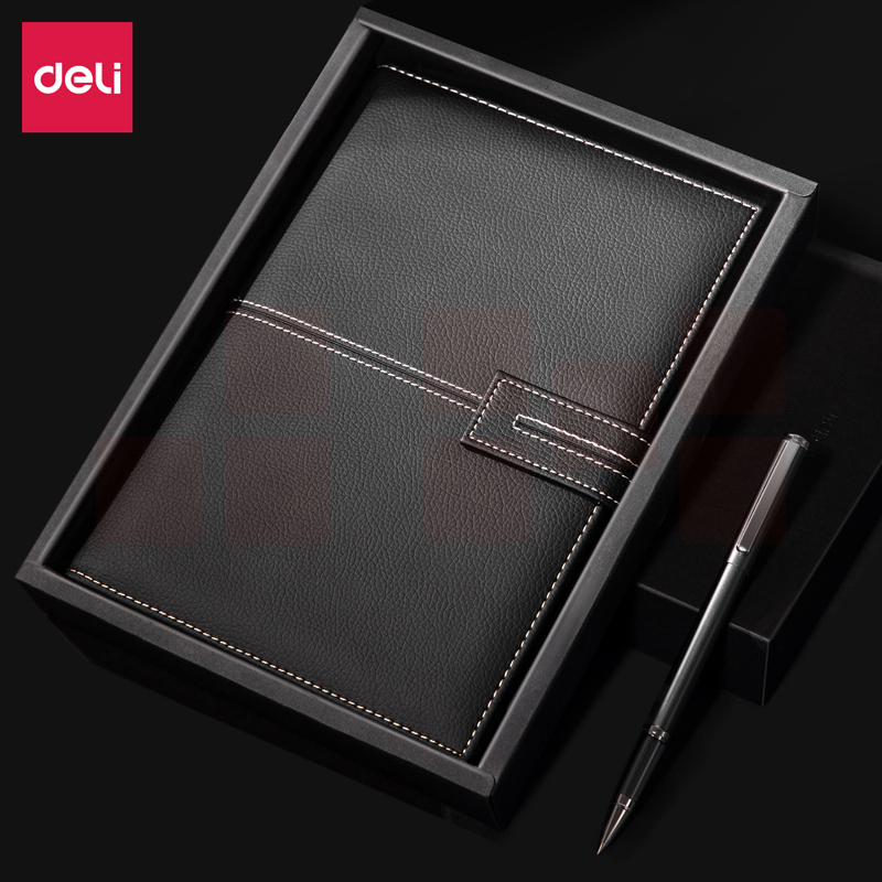 得力22232皮面本套装25K/120张+(黑)(盒)