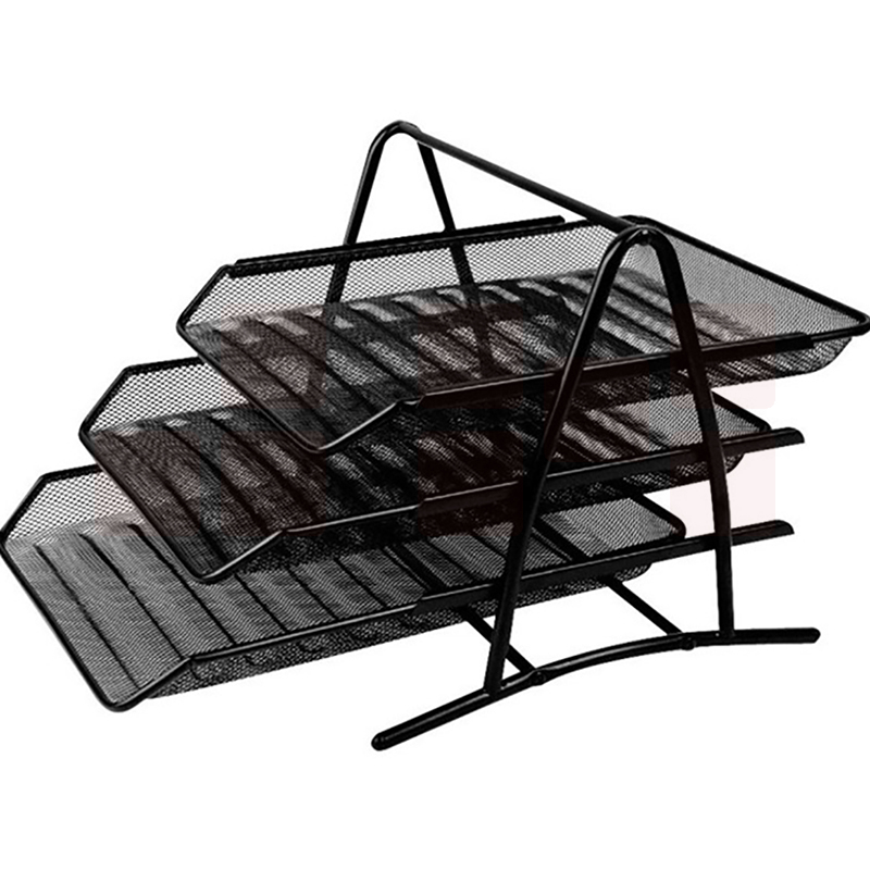 得力 9181 高品质商务金属文件盘 三层350*297*275mm 黑