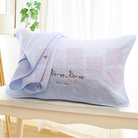 金号 赤金提素螺绣纯棉枕巾（2条/组 蓝色 50*80cm）