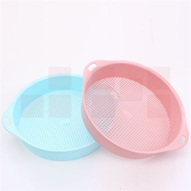 圆形方孔塑料筛子 过滤土石土壤颗粒筛 直径约24.5cm 2个/组