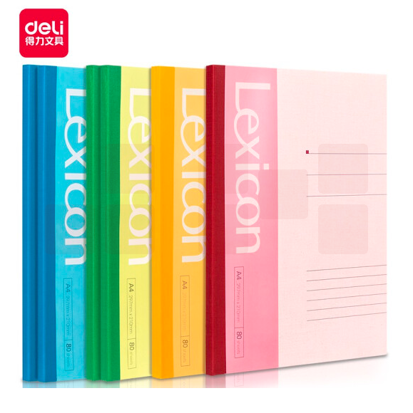 得力 7659 6本装 A4/80张 无线装订软抄本记事本笔记本