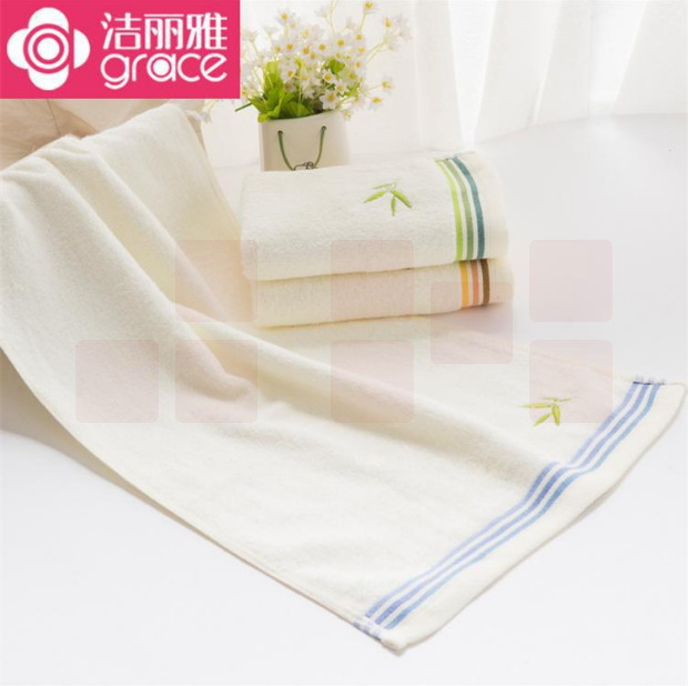 洁丽雅JLY-6947 竹纤维面巾 竹炭纤绣花大毛巾