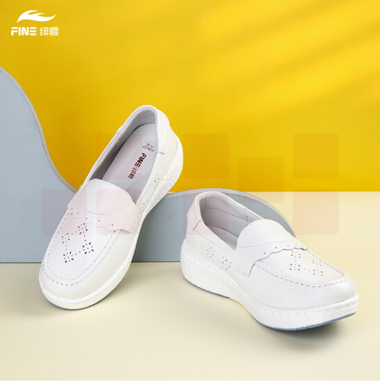 绯樱 BT2616护士鞋女春秋季款真牛皮软底舒适透气浅口低帮平底33~42码