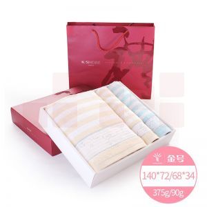 金号 纯棉毛巾礼盒三件套 RA262H+RC262H RA262H毛巾68*34cm*2 RC262H浴巾140*72cm*1