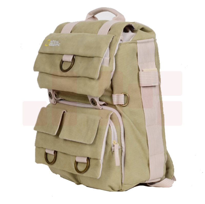 国家地理NG5160双肩摄影包男女休闲单反包数码背包防水帆布相机包 国家地理商标卡其色