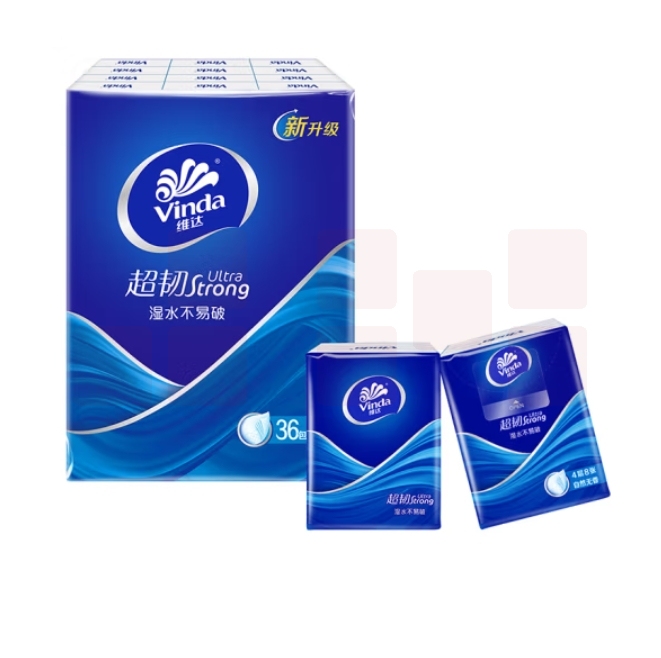 维达 超韧手帕纸4层8张36包 便携小包纸巾