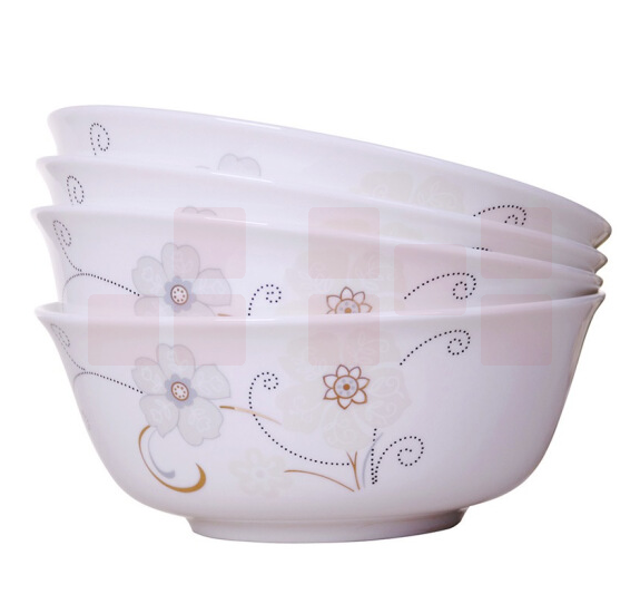 乐享 骨瓷面碗/6英寸大碗4件套装 白金花语