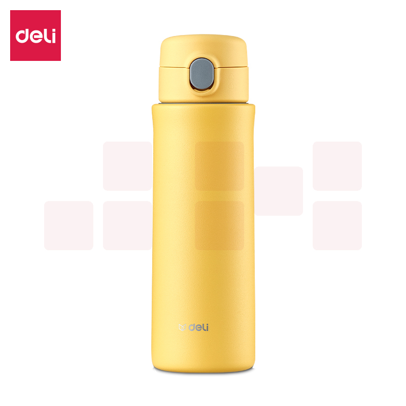 得力LL609保温杯(弹盖)(420mL)(黄)(个)
