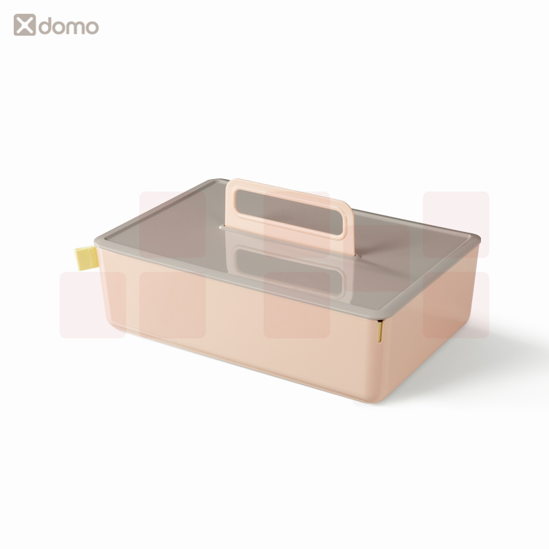 得力 手提式收纳盒箱 带盖 便携式工具箱(带隔层)粉色 XDM16X