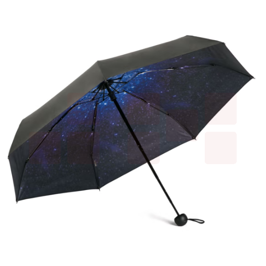 天堂伞 50095E 全遮光黑胶53cm*7骨五折晴雨伞盒装 紫兰星空