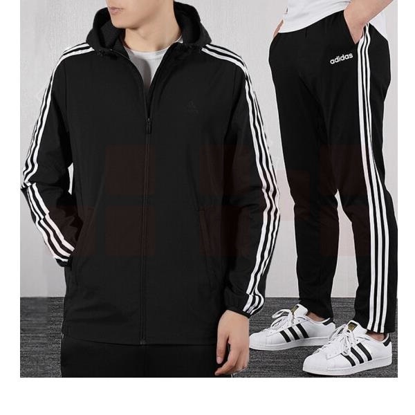 阿迪达斯运动套装 连帽夹克外套休闲针织长裤 男款DW4600+DU0456