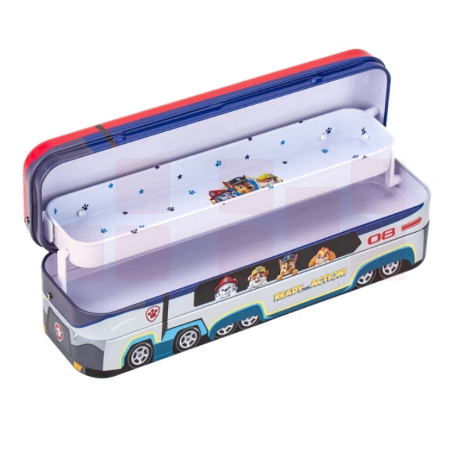 得力70854A大巴车文具盒三层可折叠铅笔盒