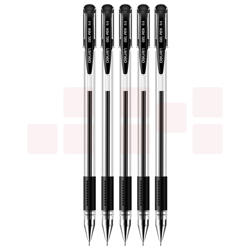 得力 6605 中性笔0.5mm半针管水笔签字笔 5支装