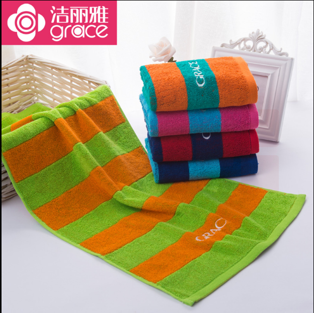 洁丽雅（Grace）纯棉幻彩面巾 6755 蓝色/绿色 72*34cm 蓝色