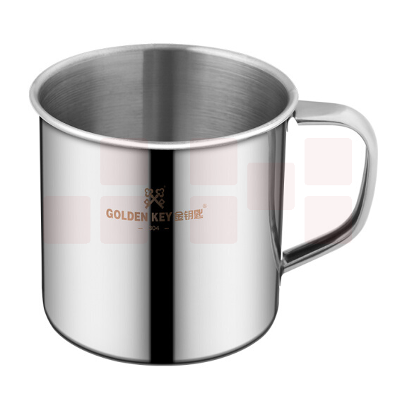 金钥匙 304不锈钢 儿童水杯幼儿园口杯防摔带手柄茶杯（儿童款无盖） GK-KB70