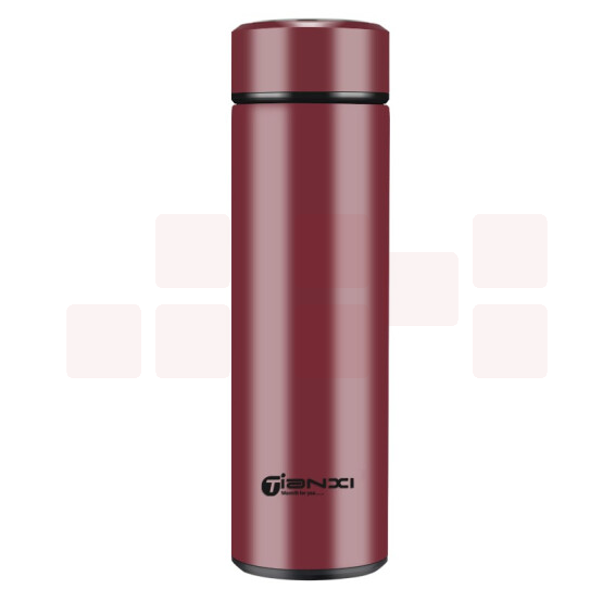 天喜 红色500ml 保温杯 真空304不锈钢内胆 带茶漏滤网