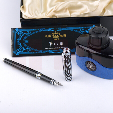 公爵（DUKE）洛赛纳 浮雕铱金笔/钢笔/墨水钢笔银  色花纹钢笔  0.5mm  金色/银色随机