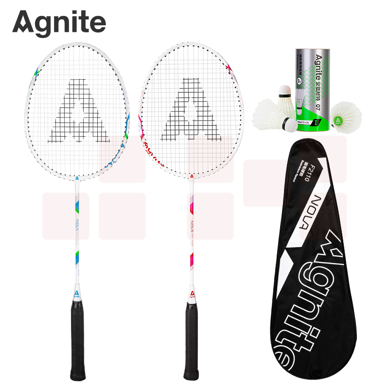安格耐特F2110羽毛球拍(粉+蓝)(2个/副)(含三球)