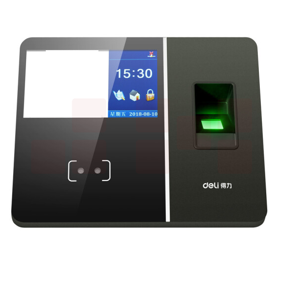 得力（deli）13750人脸+指纹触屏考勤机银黑(单位：台)