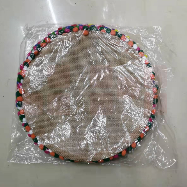 幼儿园装饰品   毛球麻圆片  环创麻布