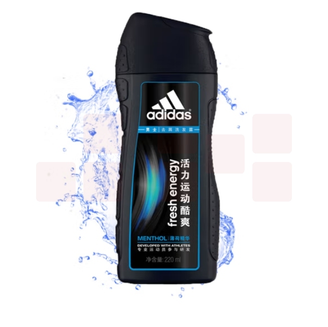 阿迪达斯 男士酷爽去屑洗发露 220ml去屑洗发水 薄荷精华深度清洁
